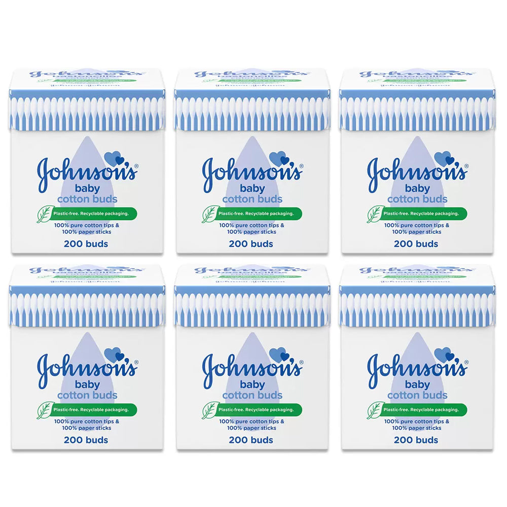 Johnson's Baby Cotton Buds 200 Pieces (Pack of 6)