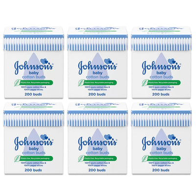 Johnson's Baby Cotton Buds 200 Pieces (Pack of 6)