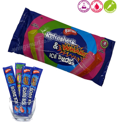 Barratt Refreshers & Wham Ice Duos 640ml x 14 Packs Fruit Flavour Ice Pops ( 2 Flavours in 1 Ice Pop)