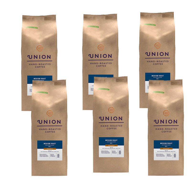 Union Hand Roasted Coffee Lighthouse Blend Medium Roast 1kg x 6 Coffee Beans Packs