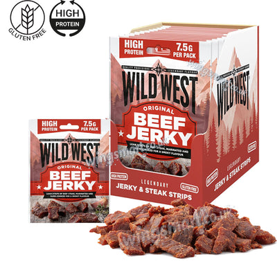 Wild West Beef Jerky 25g 12 Packs – Original & Honey BBQ Protein Snack