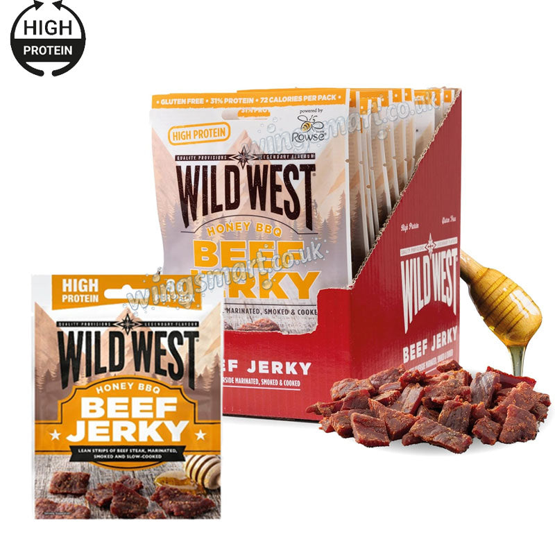 Wild West Beef Jerky 25g 12 Packs – Original & Honey BBQ Protein Snack