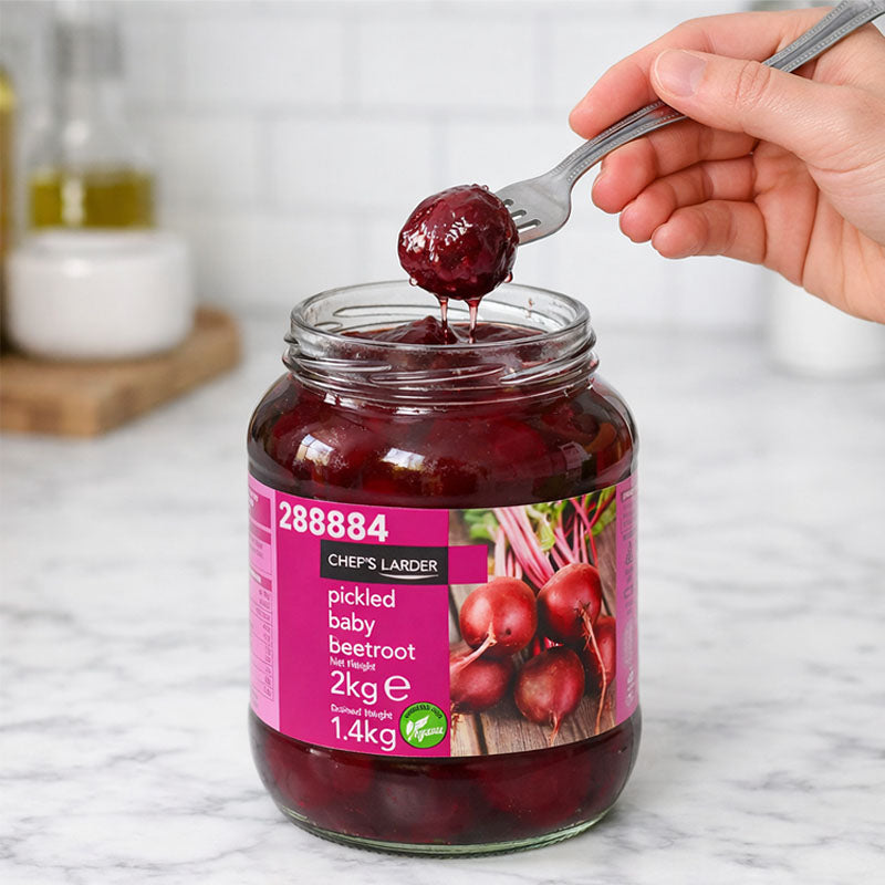 Chef's Larder Pickled Baby Beetroot 2kg Jar  in Acetic Acid and Spirit Vinegar