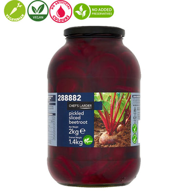 Chef's Larder Pickled Sliced Beetroot 2kg x 6 Glass Jars | Pickled in Acetic Acid and Spirit Vinegar