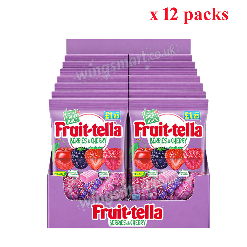 Fruit-tella Assorted Chewy Sweets 135g – Duo Stix, Juicy Chews, Berries & Cherry, Simply Strawberry