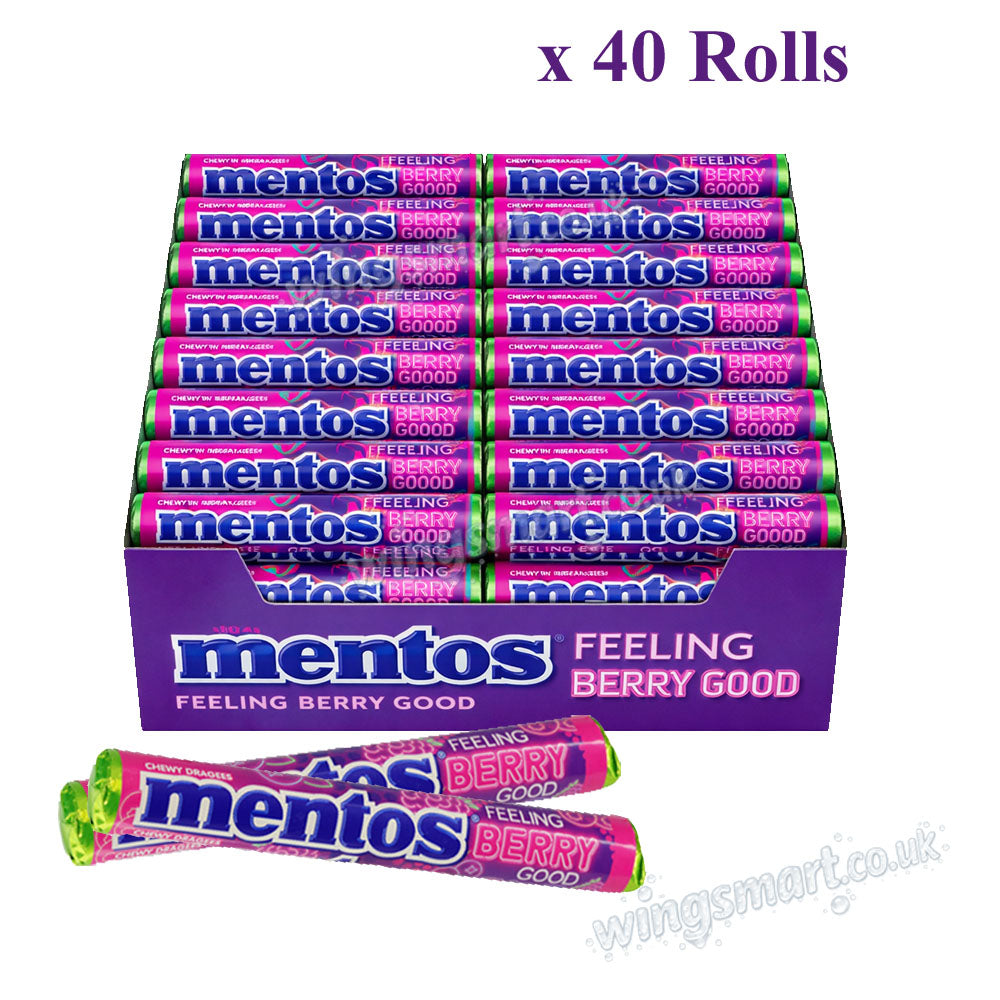 Mentos Feeling Berry Good Rolls- Cherry, Blueberry & Raspberry Chewy Dragees 37.5g