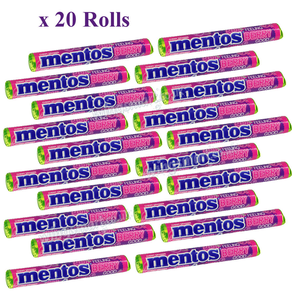 Mentos Feeling Berry Good Rolls- Cherry, Blueberry & Raspberry Chewy Dragees 37.5g