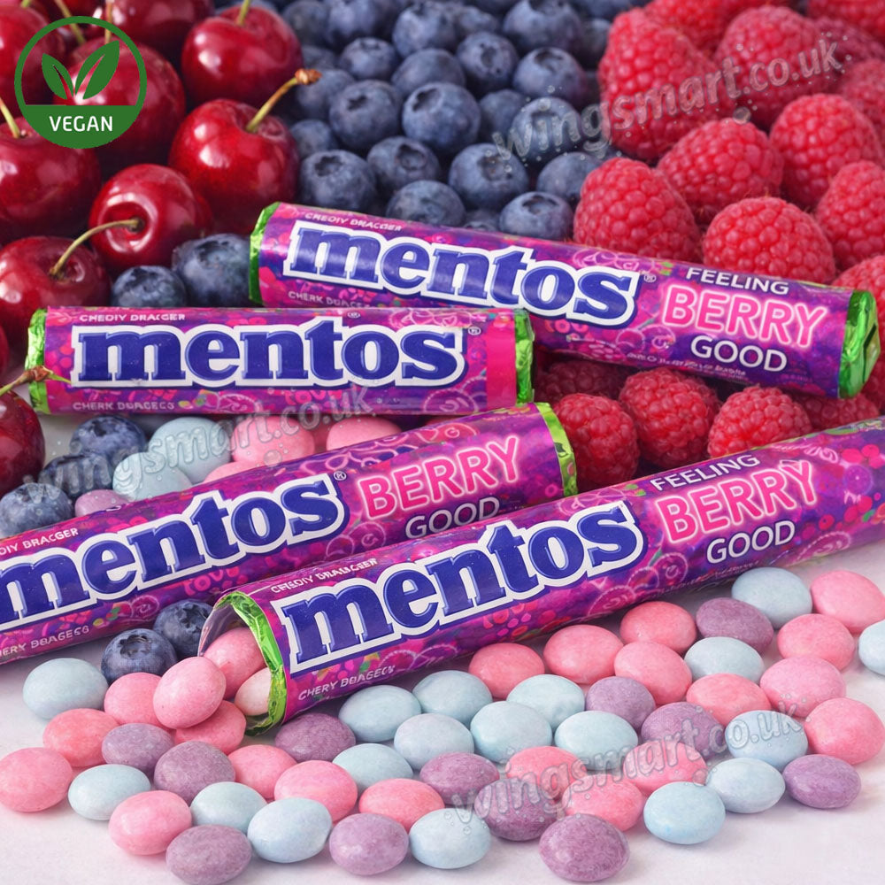 Mentos Feeling Berry Good Rolls- Cherry, Blueberry & Raspberry Chewy Dragees 37.5g