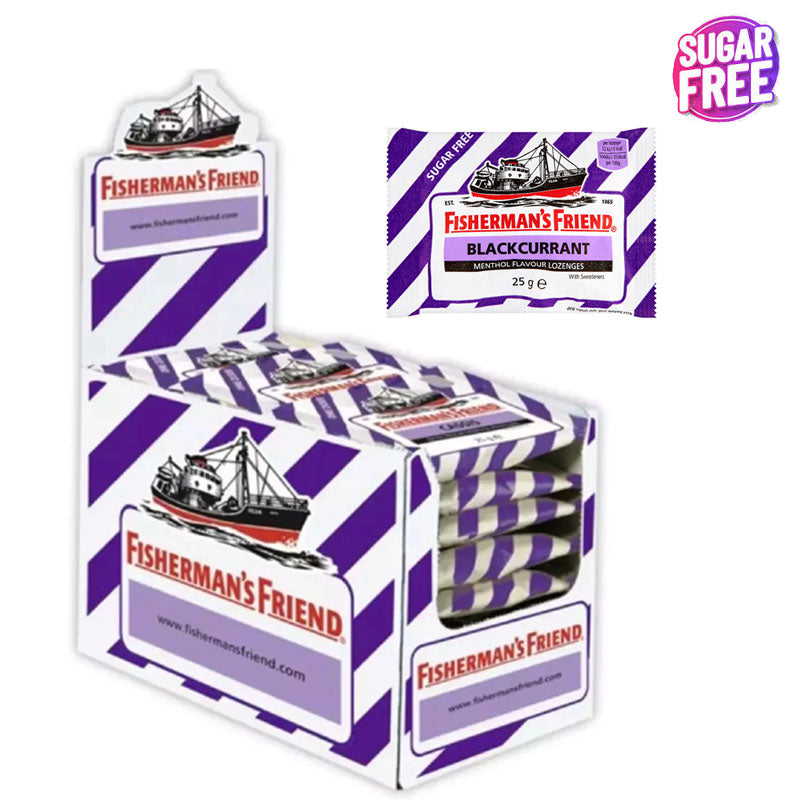 Fisherman’s Friend Sugar Free Lozenges 25g x 24 Sweets – Cherry Blackcurrant Honey Lemon & Spearmint with Sweeteners