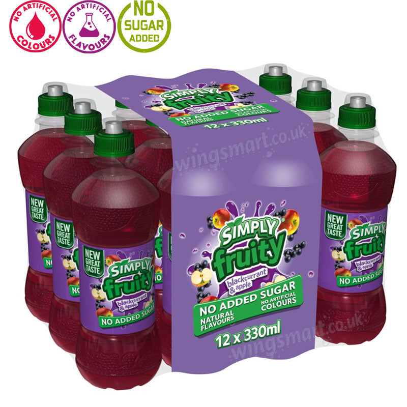 Simply Fruity Drinks 330ml (Strawberry, Orange, Apple, Blackcurrant & Apple) –(Box of 12 Bottles)