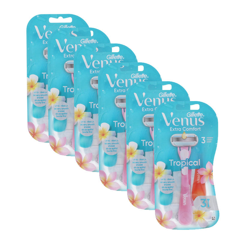 Gillette Venus Tropical Disposable Razors 3 Cartridge Heads Women's Razors for Smooth Shaving