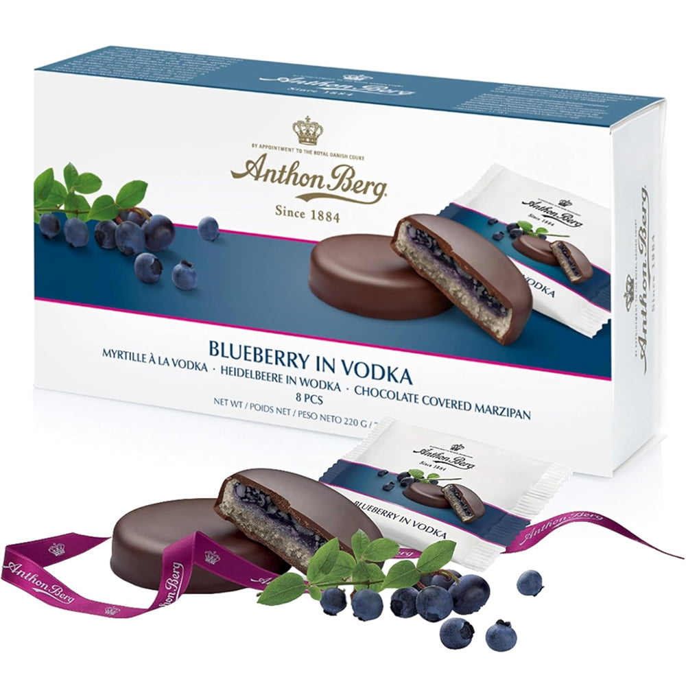 Anthon Berg Blueberry in Vodka Chocolate Covered Marzipan 220g