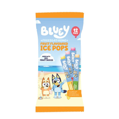 Bluey Fruit Flavoured Ice Pops 8 x (12 x 45ml) Packs Freezable Fruit Pops Frozen Treats