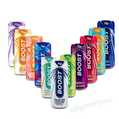 Boost 250ml Energy Drinks Mixed Case PMP – Regular & Sugar Free Options