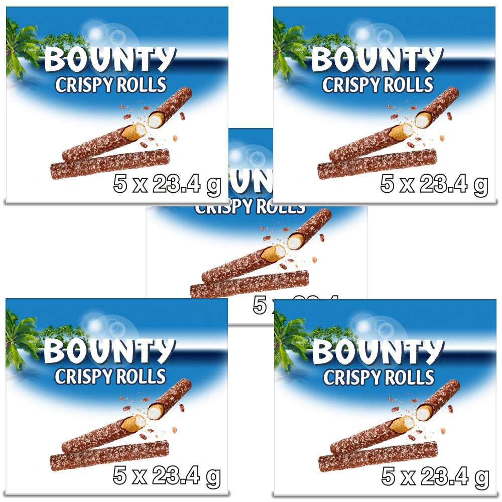 Bounty Milk Chocolate & Coconut Crispy Rolls 5 Pack 117g