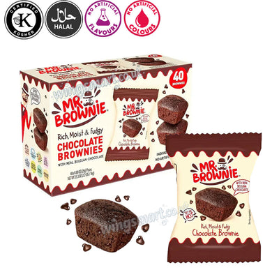 Mr Brownie Chocolate Brownies 40x25g – Rich Fudgy Chocolate Snack Cakes Bulk Pack