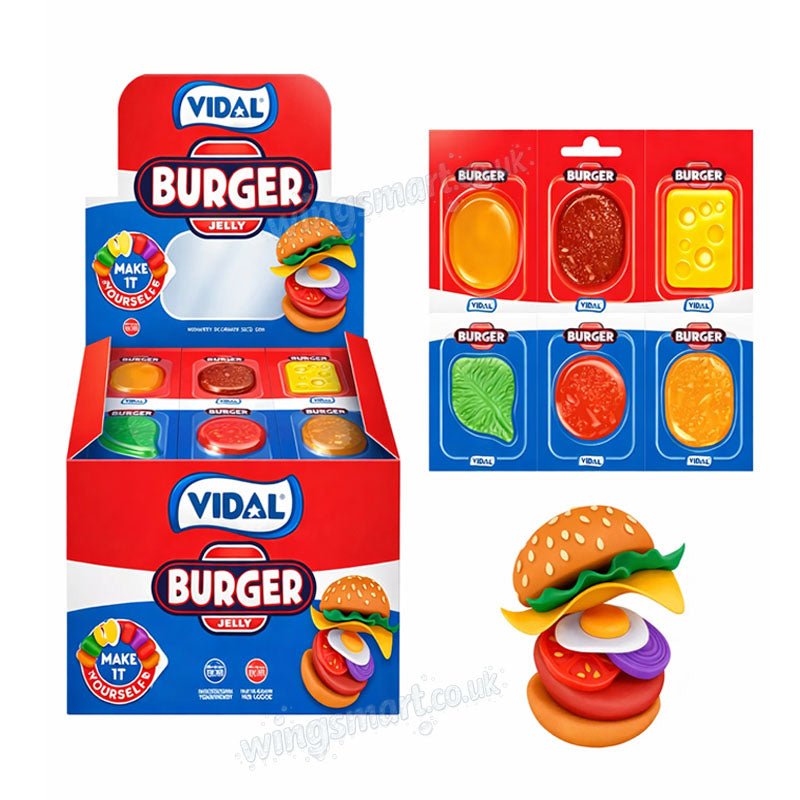 Vidal Burger Jelly 66g (6x11g) – Fun Burger Shaped Gummy Candy (Box of 11 Burgers)