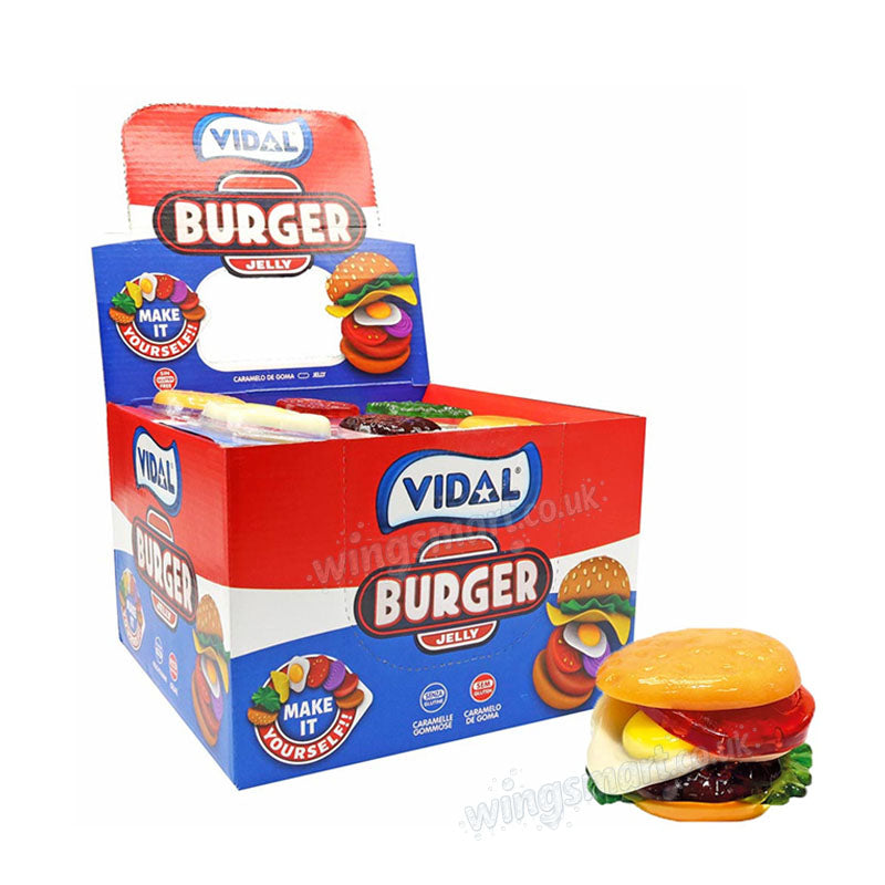 Vidal Burger Jelly 66g (6x11g) – Fun Burger Shaped Gummy Candy (Box of 11 Burgers)