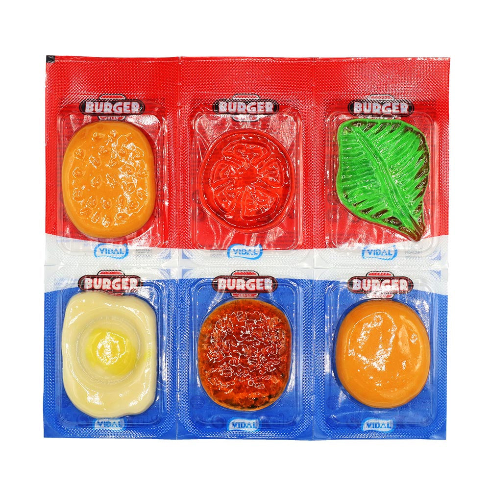 Vidal Burger Jelly Candy – 11 Packs of 6(11g) Mini Burgers