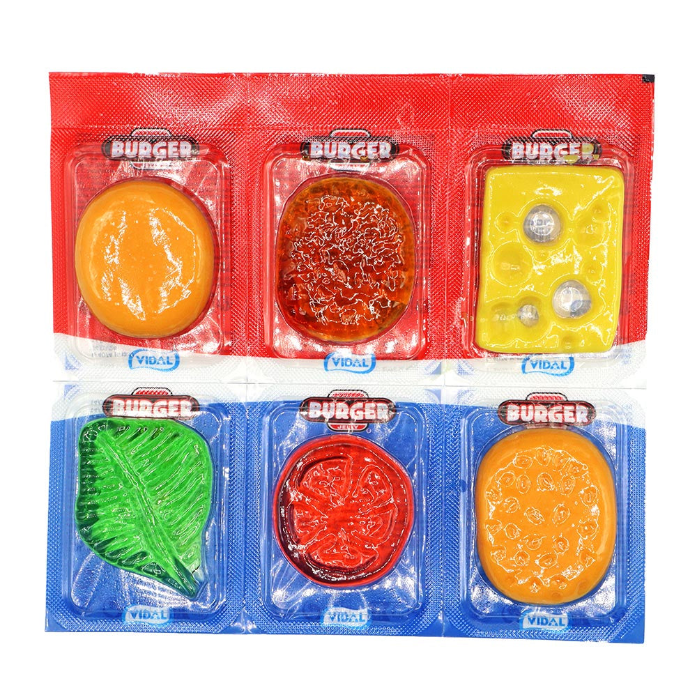 Vidal Burger Jelly Candy – 11 Packs of 6(11g) Mini Burgers