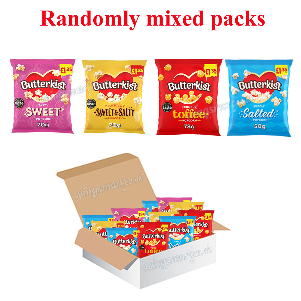 Butterkist Ready-to-Eat Popcorn Randomly Mixed Assorted Packs – Sweet, Salted, Sweet & Salty & Toffee