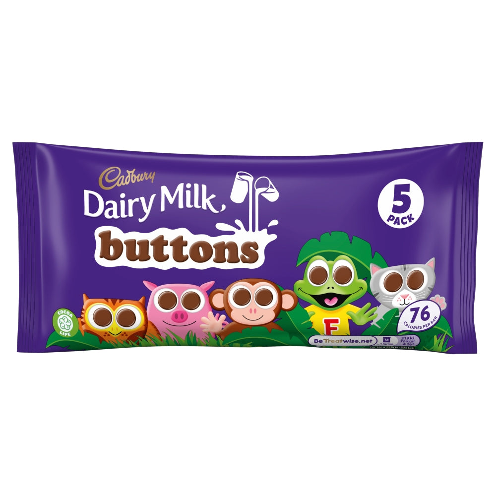 Cadbury Dairy Milk Buttons Treatsize Chocolate Bags 5 Pack 70g (Box of 16)