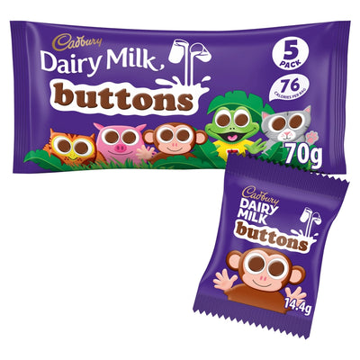 Cadbury Dairy Milk Buttons Treatsize Chocolate Bags 5 Pack 70g (Box of 16)