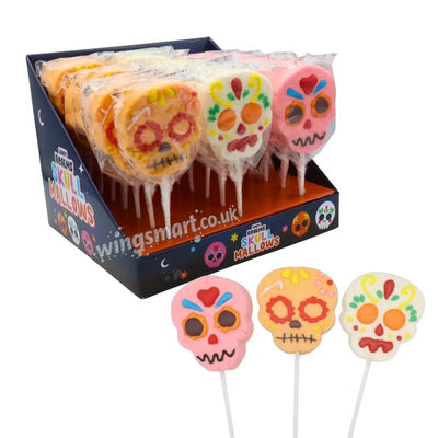 Candy Realms Skull Mallows Lollipops 35g (Pack of 24)