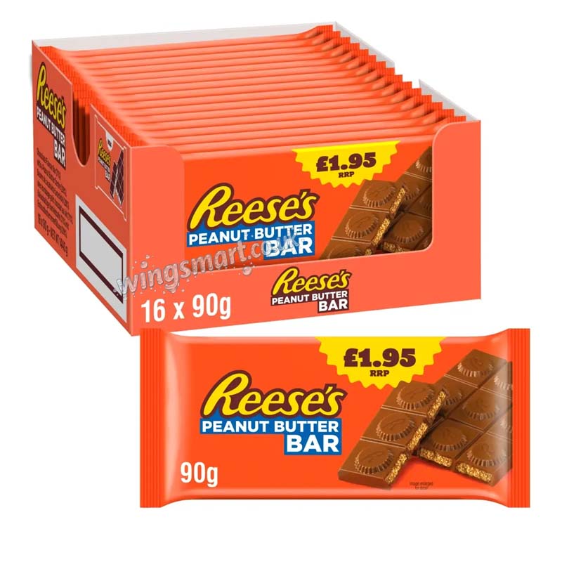 Reese's Peanut Butter and Milk Chocolate Flavour Bar 90g PMP (Pack of 16)