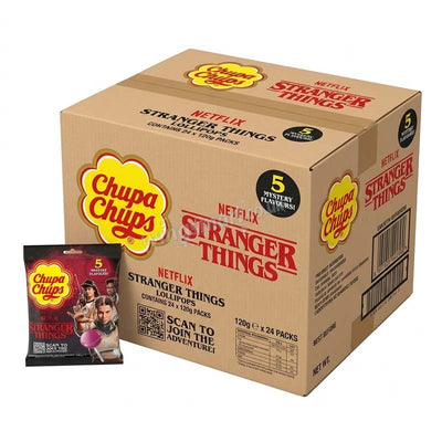 Chupa Chups Stranger Things 5 Flavours Lollipops Bag 120g (Pack of 12)