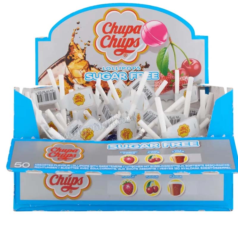 Chupa Chups Sugar Free Assorted Flavour Lollipops 11g (Pack of 50) Fullbox