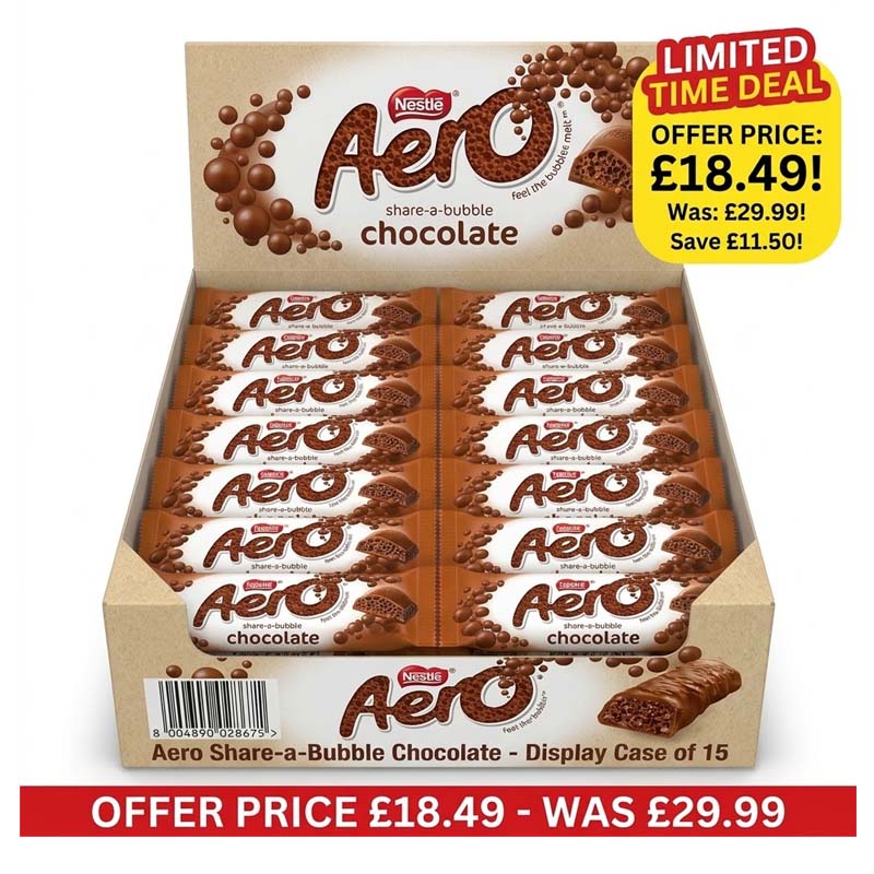 Aero Milk Chocolate Sharing Bar 90g (Pack of 15) – Full Box Offer