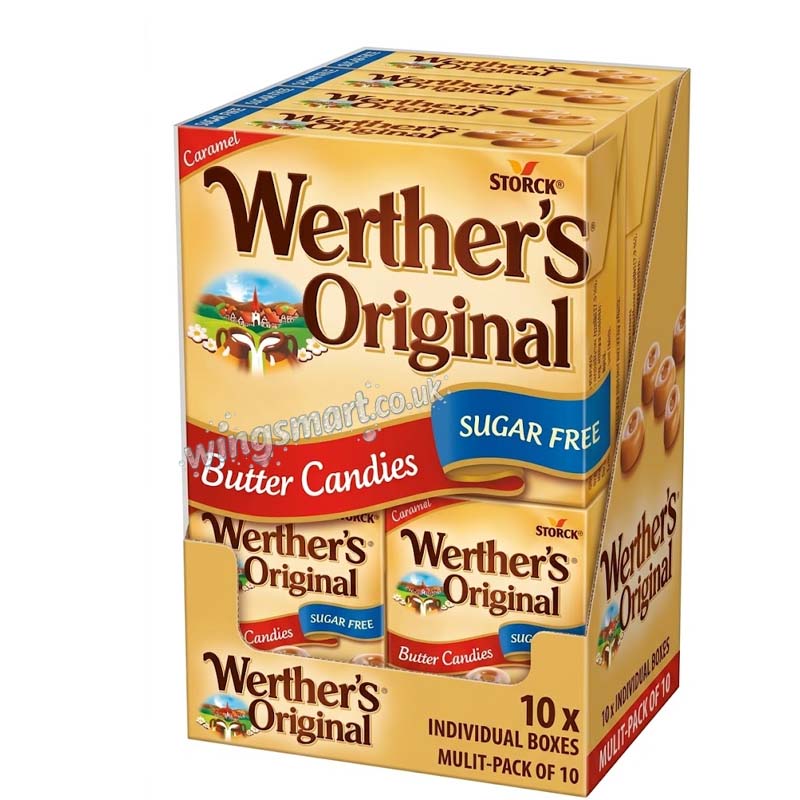 Werther's Original Sugar Free Caramel Butter Candies Box 42g (Box of 10) Fullbox