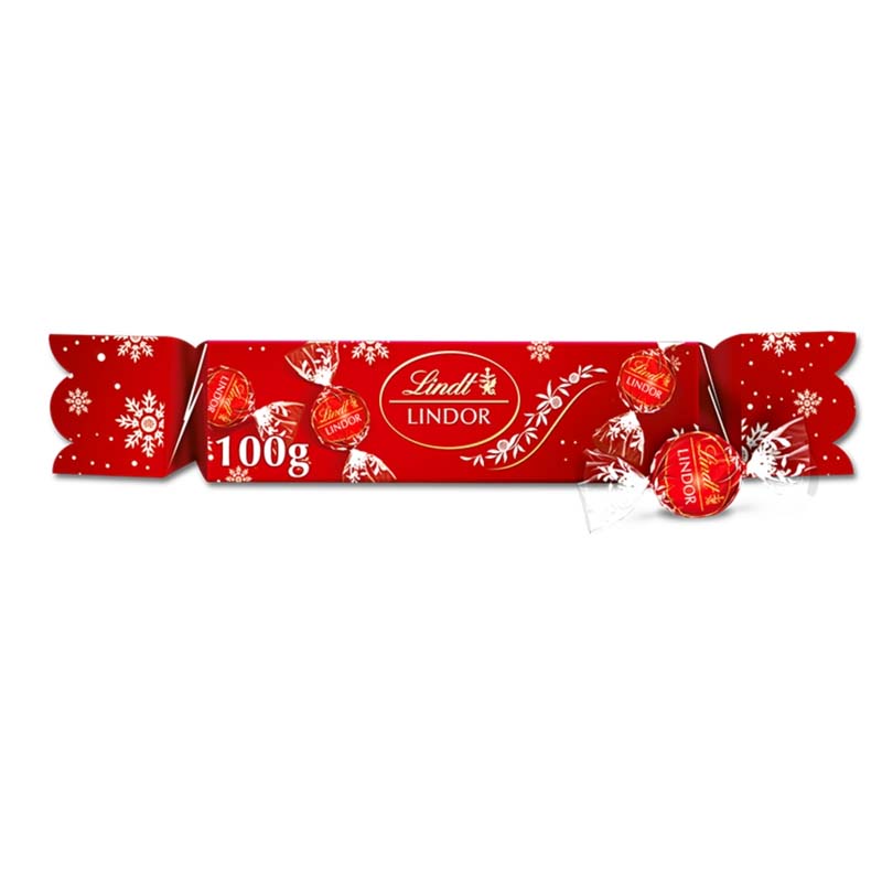 Lindt Lindor Milk Chocolate Christmas Cracker 100g (Pack of 3)