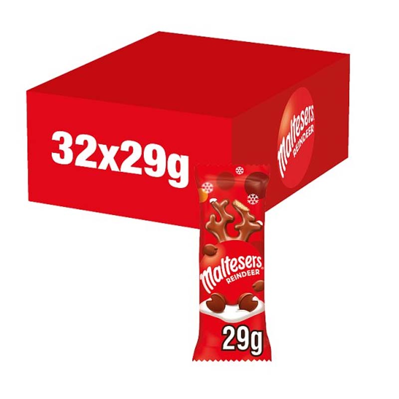 Maltesers Milk Chocolate Christmas Reindeer Bar 29g (16 or 32 Packs)