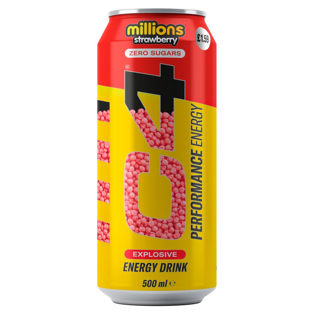 C4 Performance Millions Strawberry Energy Drink 500ml (Pack of 6)