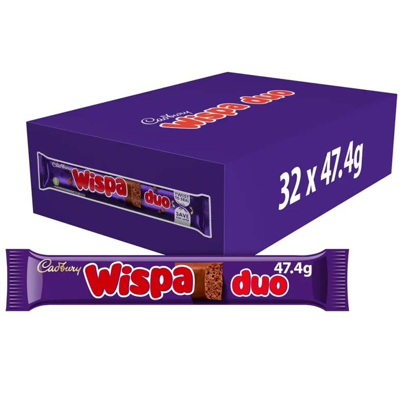 Cadbury Wispa Duo Chocolate Bar 47g (Pack of 32) – Full Box Offer
