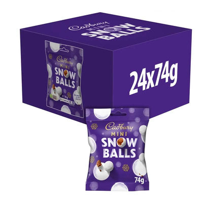 Cadbury Dairy Milk Mini Snow Balls Bag 74g (Pack of 24) – Full Box Offer