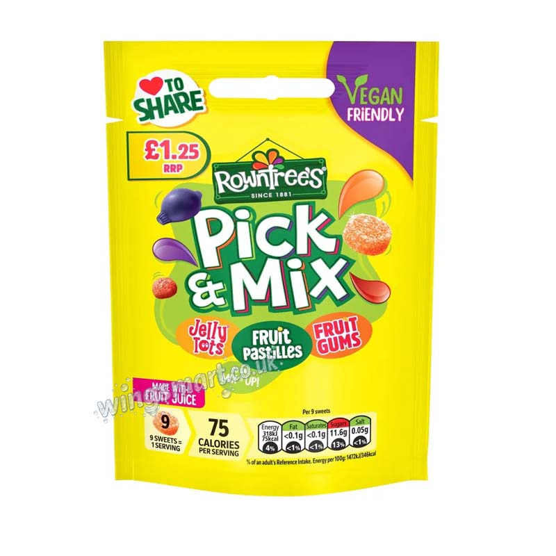 Rowntree's Pick & Mix Vegan Friendly Sweets Sharing Bag 120g (Pack of 10)
