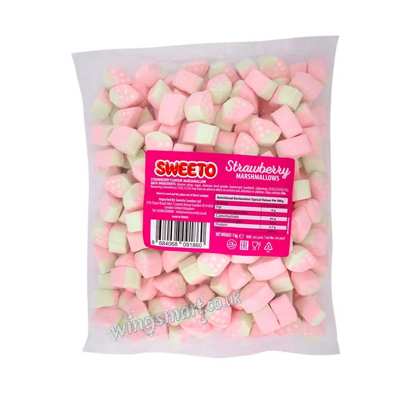 Sweeto Strawberry Marshmallows Bag 1kg