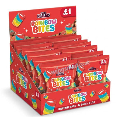 Candy Realms Rainbow Bites Bag 160g (Pack of 12)