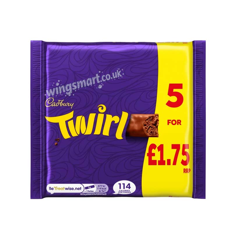 Cadbury Twirl Chocolate Bar 107.5g (5 Pack × 20 Case)