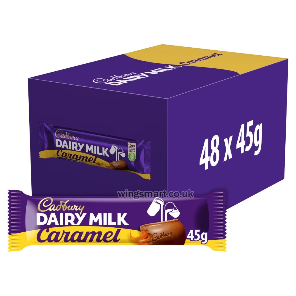 Cadbury Dairy Milk Caramel Chocolate Bar 45g - Box of 48 | Creamy Caramel & Milk Chocolate