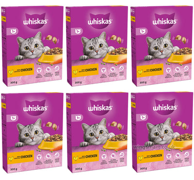 Whiskas 1+ Chicken Adult Dry Cat Food 300g (Box of 6)