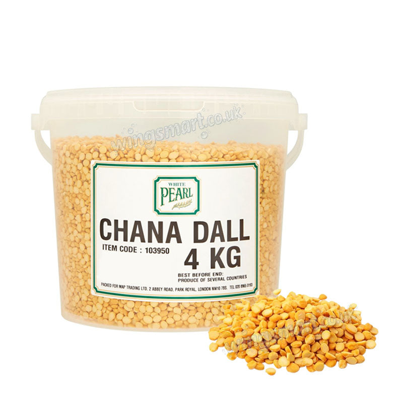 White Pearl Lentils and Pulses Bundle Chana Dal Chick Peas Moong Urid Masoor 4kg Bucket