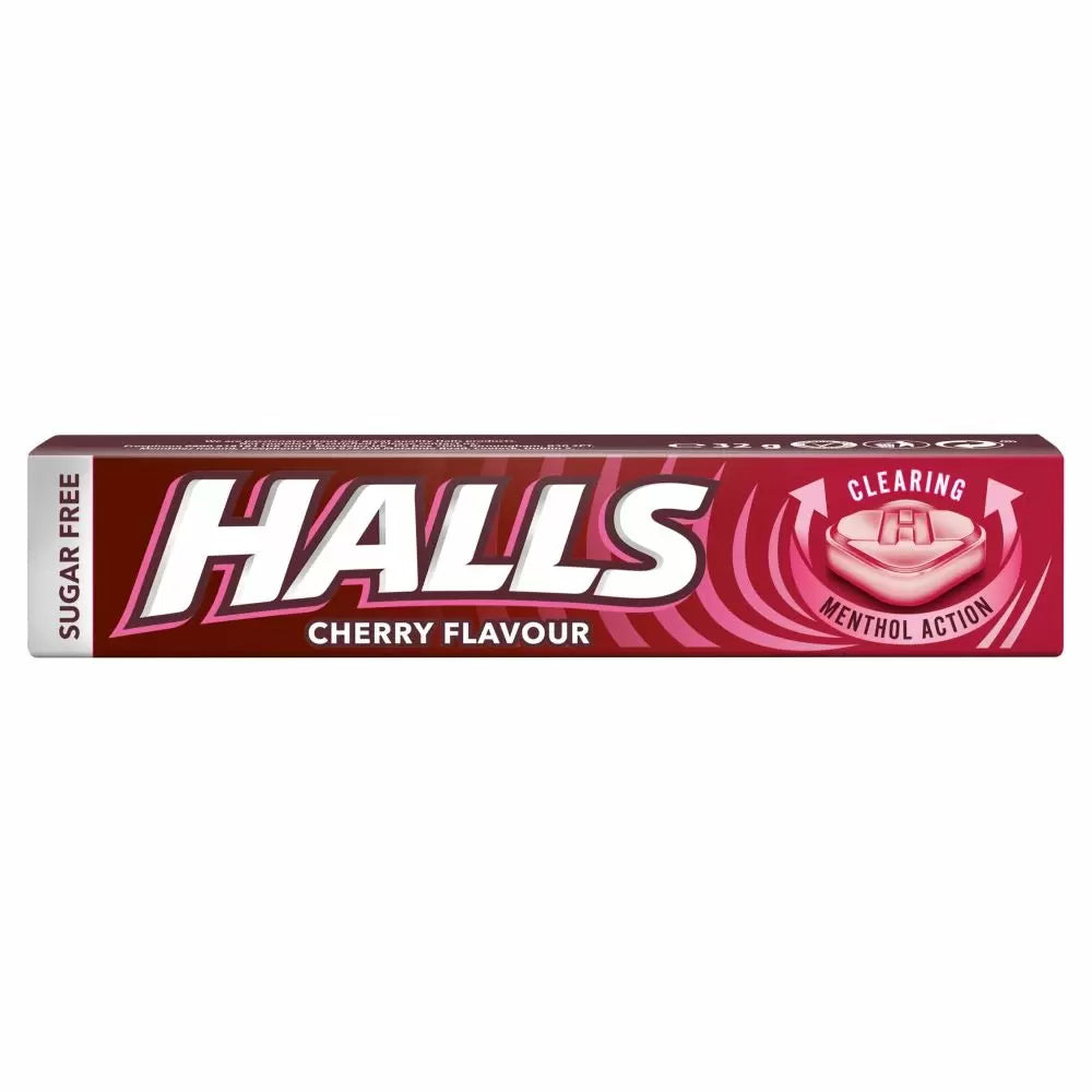 Halls Sugar Free Cherry Menthol Action Sweets 20 x 32g Full box - WingsMart