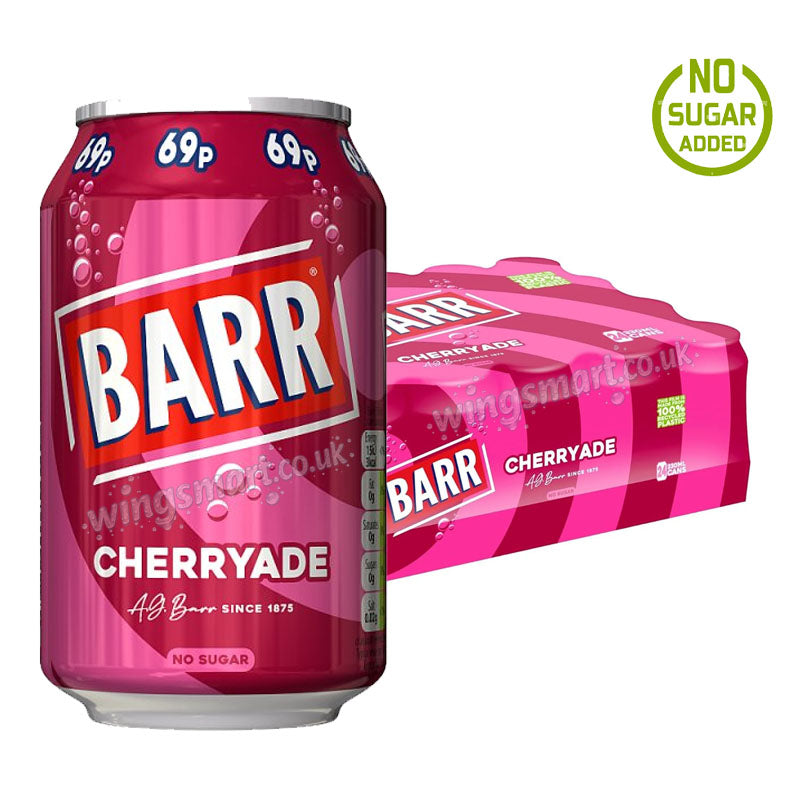 Barr American Soda Variety Pack 330ml PMP – Cola, Lemonade, Cherryade, Bubblegum & Cream Soda | 24 Cans Summer Drinks