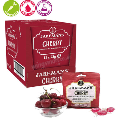 Jakemans Cherry Soothing Menthol Lozenges 73g (Box of 12 packs)