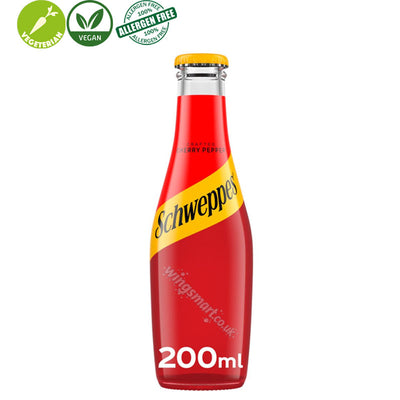 Schweppes Cherry Pepper Soft Drink 24 x 200ml Glass Bottles Summer Drink