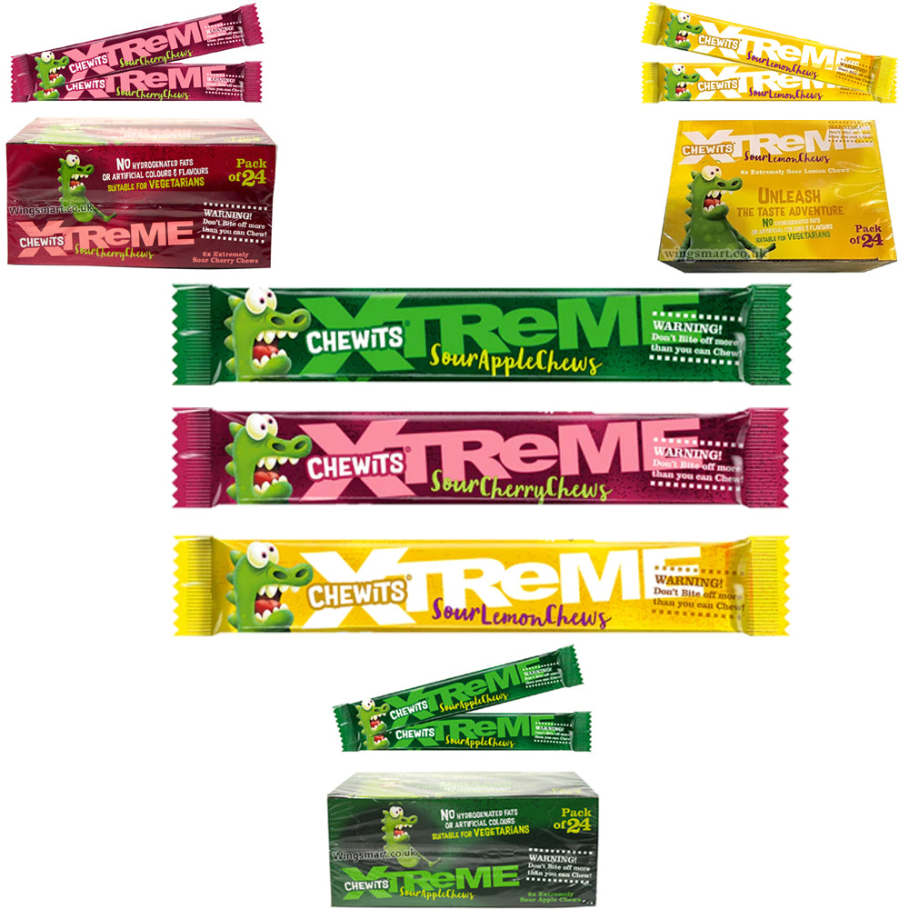 Chewits Xtreme Sour Chews Variety Pack  34g (Box of 24)